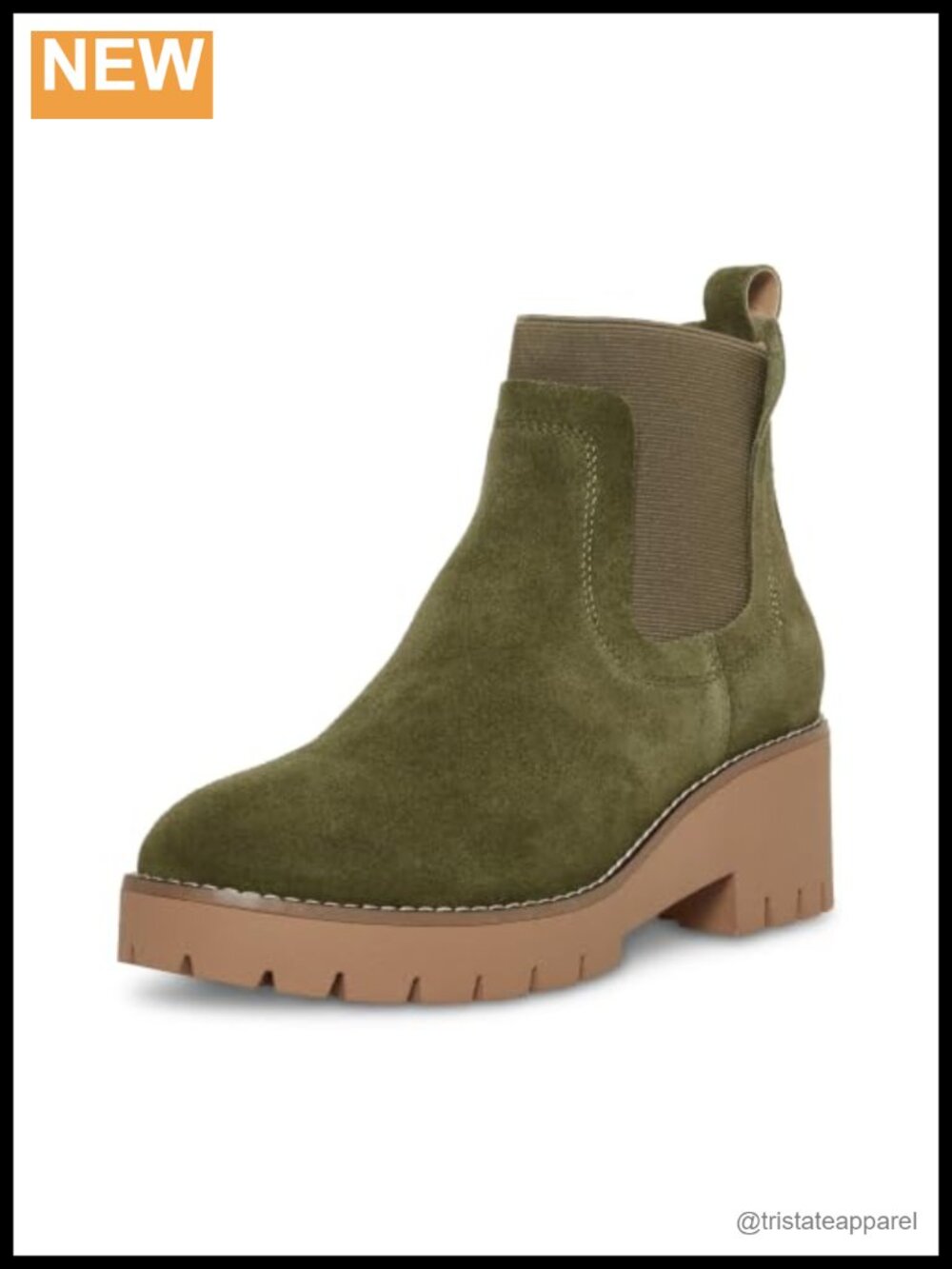 Waterproof Suede Ankle Bootie with Block Heel, Pull-On